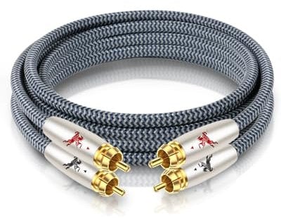 Impeto Cable Audio RCA Cinch Audiophile 2 x 2 RCA Macho a Macho 6N OFC Conectores chapados en oro con HiFi Estéreo Sonido compatible con CD, amplificador, decodificador - 1M