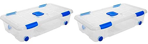 Acan Tradineur - Pack de 2 Cajas de Almacenamiento - Fabricado en plástico - Contenedor para almacenar juguetes, Libros, ropa, mantas - N.º 11-41,2 x 73,2 x 17 cm - 30 Litros