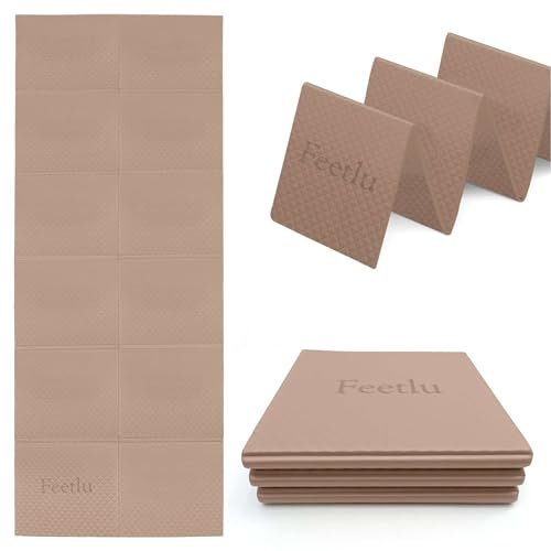 Feetlu Faltbare Yogamatte, 6 mm dick, leicht, rutschfest und einfach zu verstauen – perfekt für Reisen, Yoga, Pilates, Heimtraining und Bodenübungen