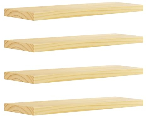 eSituro Étagères Murales Suspendue, Lot de 4, Pin Massif, Étagères Flottantes pour Salon, Cuisine, Tablette Murale en Bois, Décoration pour Chambre à Coucher, Moderne, Fixation Invisible, 80cm