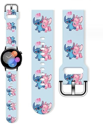 Generic Compatible avec Galaxy Watch Band mignon Stitch 20 mm, en Silicone Souple Magic Fancy Sport Strap avec Samsung Galaxy Watch 3/4/5 Classic 40mm 44mm/Galaxy Watch 42mm/46mm,bleu clair