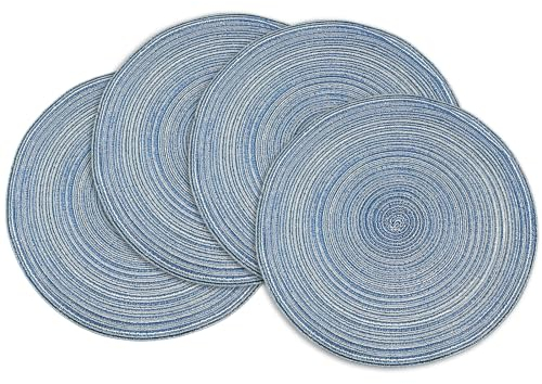 15 Zoll Rund Tischsets, Satz von 4er Geflochten Waschbaren Hitzebeständig Tischsets Kreis Tischmatten für Küche Dining Party