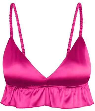 Satini Top Bralette Raso Scollo a V Profondo | Balza sotto il Seno, Spalline Elastiche Arricciate, Senza Ferretto, Capo Decorativo, Taglie S-XXL