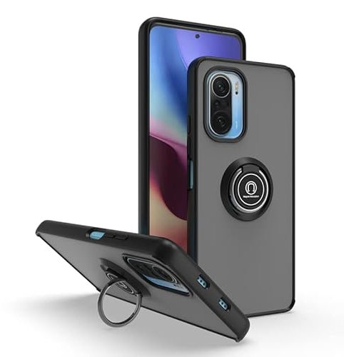 JNERBUYI Bumper Handyhülle für Xiaomi Poco F3/Xiaomi Mi 11i mit Ring, Schutzhülle mit 360°Magnetring, Hülle Stoßfeste mit Ständer. Robuste Cover Case. Schwarz