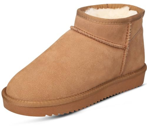 EIOWPER Mini-Stiefel für Frauen Klassische Wildleder Schneestiefel Winterstiefel mit Anti-Rutsch-Beschichtung Stiefeletten mit Fell gefüttert für Den Außenbereich 40 EU (Herstellergröße K2)