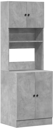 vidaXL Küchenschrank, Küchenzeile mit Türen Schubladen, Hochschrank für Küche Restaurant Hotel, Küchenmöbel, Modern, Betongrau Holzwerkstoff