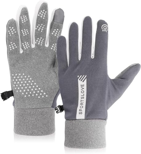 Gants d'hiver coupe-vent, imperméables et antidérapants pour homme et femme – Écran tactile, cyclisme, course à pied, randonnée, travail en plein air (gris violet)