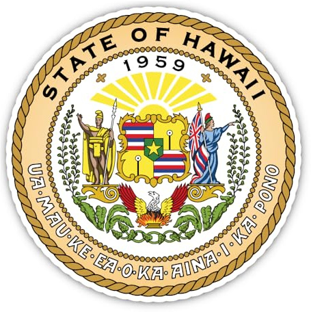 Aufkleber: 300 mm, 1 Stück - Wappen - Vereinigte Staaten von Amerika - Hawaii - US, USA - HI - für Auto, Laptop und mehr