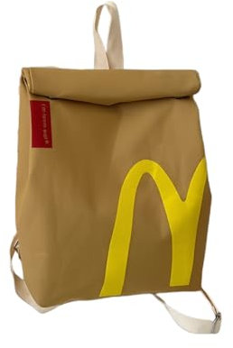 Acfigure Lustiger Retro-Rucksack, große Kapazität, niedliche Persönlichkeit, Pseudo-echte Papiertüte, Schulrucksack, geeignet für Studenten, Arbeit, Reisen und andere Funktionen, braun, One size