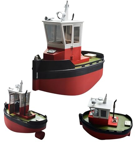 Your Day Mate Little Otter Tugboat Schiffsmodell Bausatz, Maßstab 1:18, Größe LxBxH 232 x 111 x 200 mm, Lasercut Holz Bauteile, Kunstharz Formteile, 332 g, Seetauglich, RC Holzbausatz