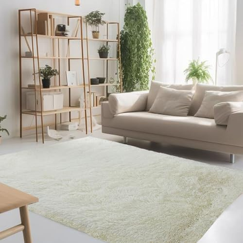STGAO Waschbarer Teppich 40 x 130 cm Waschbar Langflor Teppiche Modernes Design für Das Schlafzimmer/Wohnzimmer/Kinderzimmer, Weiß