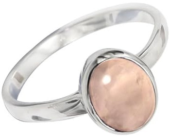 JEWELSTREZORO Bague en argent sterling 925 en quartz rose Bague pour hommes et femmes Bague de toutes tailles Bague fabriquée à la main TSR1078BX_15 (61 (19,4)), 61 (19.4), Métal précieux Pierre