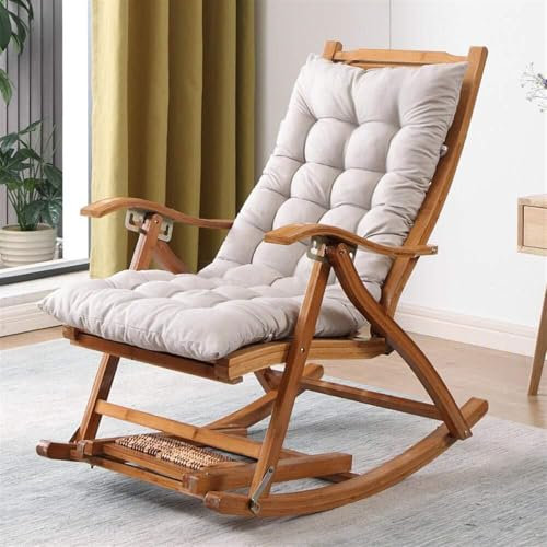 LYECYGJL Relaxsessel Schaukelstuhl Bequemer Relax-Balkon-Schaukelstuhl Heimbalkon Freizeit Fauler Loungesessel Alter Mann Nickerchen Erwachsener Massivholzstuhl Tragkraft 200Kg
