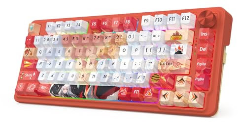 Redragon K673 PRO SE 75% 81 Keys Wireless Gasket RGB Gaming Keyboard, 3-Mode Anime Mechanical Keyboard w/Hot-Swap Socket, Dedicated Knob Control & 5-Layer Noise Dampening, Custom Hi-Fi Linear Switch