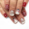 Resweky Noël Faux Ongles 24pcs Rouge Snowman Pailletté Carré Court Couverture Complète pour Femmes et Filles