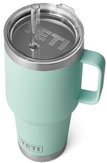 YETI Rambler Straw Mug, Stainless Steel Vacuum Insulated Mug with Stronghold Lid, Seafoam, 35 oz (1035 ml)