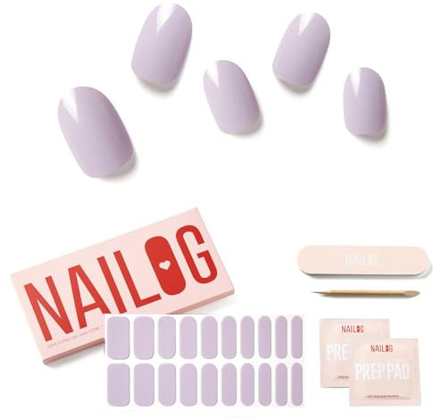 NAILOG Unghie Gel Adesive UV - 20 PCS Viola Chiaro Smalto Adesivo per Unghie Compatibile con qualsiasi lampada UV/LED, Durata Prolungata e Qualità Salon Professionale, Facile da Applicare e Rimuovere