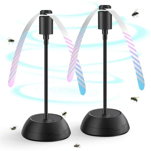 Fancysky 2 Piezas Anti Moscas, Repelente Moscas, Ventilador Repelente de Moscas, Ahuyentador de Moscas, Anti Mosquitos, Plegable y Colgante para Uso Interior y Exterior (Negro A-Batería)