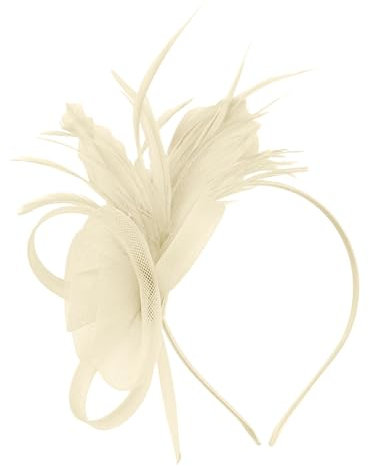 Chapeau bibi pour femme, bandeau de mariage, courses, fleurs, ruban en maille, plumes, pinces à cheveux pour filles, chapeau de mariage, couvre-chef, soirée, thé, cocktail, bal de fin d'année, beige
