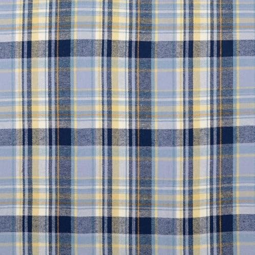 LEINEN LODGE STILVOLLE STOFFE ALLER ART Flanell Baumwolle Karo - Stoff Meterware kariert - Flanellstoff Schottenkaro - Pyjama nähen, weicher Baumwollstoff Schlafanzug *Ab 50cm, Farbe: 005 blau