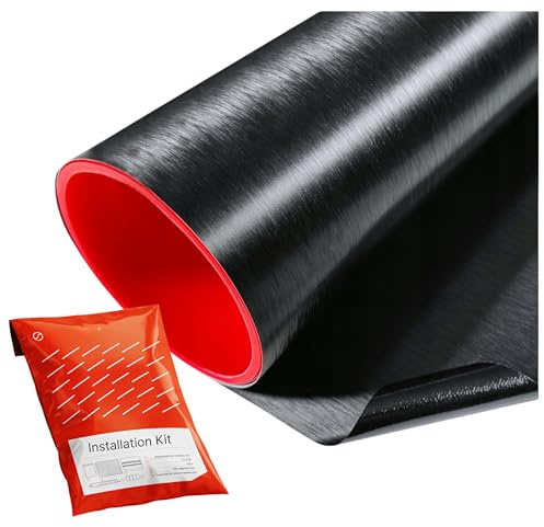 Solar Systems - Vinile, Adesivo per auto - Alluminio spazzolato - Nero 152x50 cm - Spesso, Termoplastico, Impermeabile, con Colla a Canali - Kit di Applicazione, Protezione della Vernice