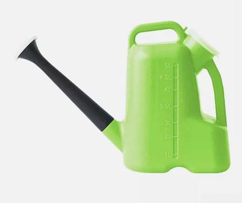 Annaffiatoio da 5 litri con beccuccio lungo, brocca da giardino in plastica PP con tre modalità di flusso, vaso per irrigazione a doppia maniglia, per la cura dei fiori e il bagno dei bambini (verde)