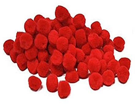 arkCRAFT KID0003 Flauschige Pompons, 10 mm, Rot, 100 Stück