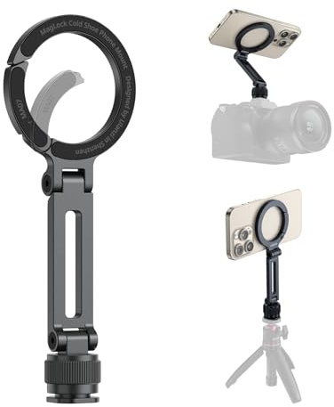 ULANZI MA07 MagLock Handyhalterung für Stativ & Cold Shoe - Magnetische Mag Safe Halterung für Kamera-Zubehörschuh — Metall Smartphone Mount für iPhone als Monitor