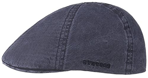 Stetson Texas Organic Cotton Flatcap Herren - Nachhaltige Schiebermütze mit Bio-Baumwolle - Flat Cap mit UV-Schutz (40+) - Herrencap Frühjahr/Sommer - Schirmmütze blau XL (60-61 cm)