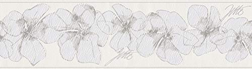 Livingwalls Bordüre Jette Joop Borte mit Blumen floral 5,00 m x 0,17 m braun grau weiß Made in Germany 959913 95991-3