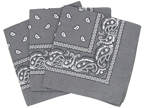Set 3 bandanas paisley damen und herren dunkelgrau