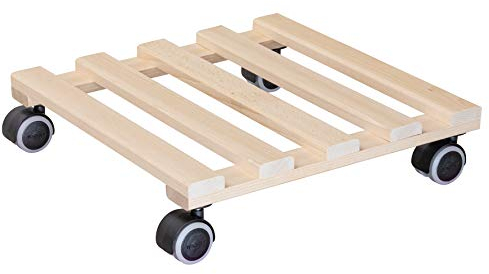 WAGNER Plant trolley PALETTI 34 x 34 x 8 cm I Flower trolley for indoor use I Container trolley made of FSC®-certificated solid beech wood, nature I Load capacity 100 kg I Made in EU - 20043801