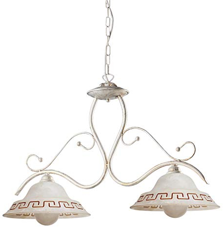 ONLI Giorgio Billard-Kronleuchter, Metall Glas, E27, Elfenbein, 80 x h 100 cm