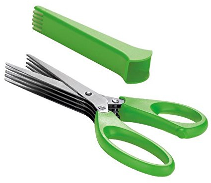 PRIAMI MULTISTORE Tijeras Hierbas 5 Cuchillas Inoxidable con Funda salvalama Art 4670102 Picador de Verduras, Hierbas aromáticas