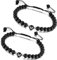 2 x Personalisierte Namensarmbänder für Pärchen| Partnerarmbänder echtem Naturstein onyx Armbänder | Perlenarmband | individueller Schmuck A-Z, Freundschaftsarmband Paar Geschenk Variation #2