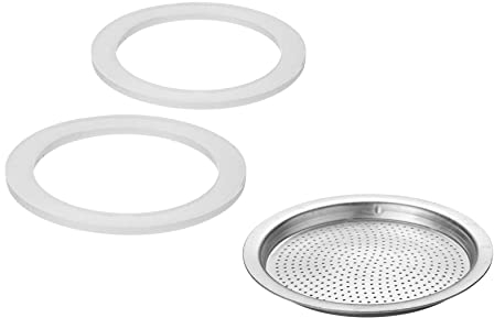 Westmark 2 Ersatz-Silikondichtringe + 1 Ersatz-Filterplättchen für Espressokocher 24662260 (4 Tassen), Brasilia Plus, Silikon/Edelstahl, 2466228E