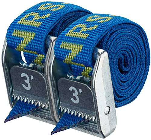 NRS 1 Heavy Duty Tie Down Strap – 2 Pack | Cargo Roof Rack Strap for Vehicle, Trailer, Kayak, Moving | 500 lbs. Working Load | 1,500 lbs Breaking Strength