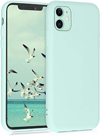 kwmobile Hülle kompatibel mit Apple iPhone 11 Hülle - gummierte TPU Silikon Handyhülle - Schutzhülle für kabelloses Laden - Case in Mintgrün matt