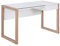 HOMCOM Bureau Informatique Table de Travail Ordinateur avec Grand Plateau en Verre Trempé et Tiroir Intégré Idéal pour Bureau Chambre 120 x 60 x 75 cm Blanc et Bois