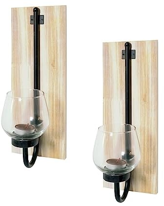 HTI-Line Wandkerzenhalter 2er Set Viola Wanddekoration Teelichthalter
