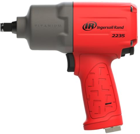 Ingersoll Rand 2235TiMAX-R 1/2 Drive Air Impact Wrench, Lightweight 4.6 lb Design, Powerful Torque Output up to 1,350 ft-lbs, Titanium Hammer Case, Max Control, Red