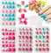 Kalolary 4 Boîtes Faux Ongles pour Enfants, Nail Art Tip Pré Collé Dégradé de couleur Court Full Cover Auto-adhésif avec 1pcs Autocollant De Colle À Ongles, cadeau pour les femmes filles - B