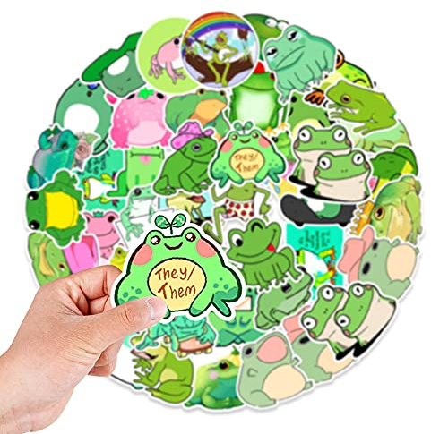 TX 50pcs Süßer Frosch Sticker Kinder Cartoon Aufkleber Wasserdicht für Wasserflaschen Laptop Skateboard Auto Motorrad Fahrrad PS4 Koffer Snowboard iPhone