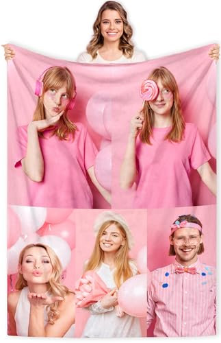 Gudina personalisierte Decke Fotodecke mit Eigenem Foto Name/extra weiche und gemütliche Sofadecke/personalisiertes Fotogeschenk/Decke mit Collage/Multiple Colors to Choose from-80cmX120cm