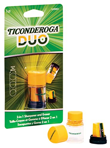 DUO Sharpener/Eraser, Green and Yellow, 1 Count