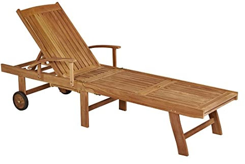 OUTLIV. Ontario Rollliege Teak Natur,196x61x53 cm, für entspannte Stunden in Ihrem Garten