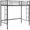 CASART Single Loft Bed, 2 Ladders Metal Bunk Bed with Safety Guardrail, Home School Space-Saving Single High Sleeper Frame for Adults Teens Kids (Black, 196 x 98 x 184cm)
