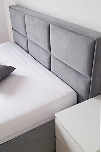 KM Möbel | Polsterbett Doppelbett 160x200 | Rückenlehne aus Polsterplatten | Bett mit Lattenrost und Stauraum | Galaxy (Stoffe: Jasmine, Soft, ETT mit Lattenrost Metallrahmen)