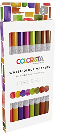Spectrum Noir SNCOL-WATM-BOT8 Noir Colorista Watercolour Markers-Pack of 8-Botanic Accents, Kunststoff, One Size