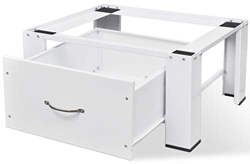 Tidyard Supporto,Alzatin,per Lavatrice,con Cassetto,in Acciaio,Bianco,63x54x31 cm,Base Lavatrice Acciaio con Cassetto,Piedini Lavatrice con Cassetto,Piedistallo Lavatrice con Cassetto